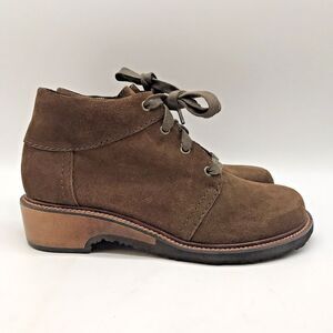 Earth Shoe Magnolia Suede Leather Y2K Chukka Women's 8 Wood Heel Ankle Boots